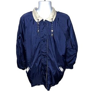 Vintage Women's CS Essential Double Sided Blue/Beige Rain Coat - M